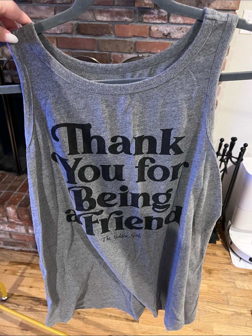 Gray "Thank You for Being a Friend" Graphic Tank Top